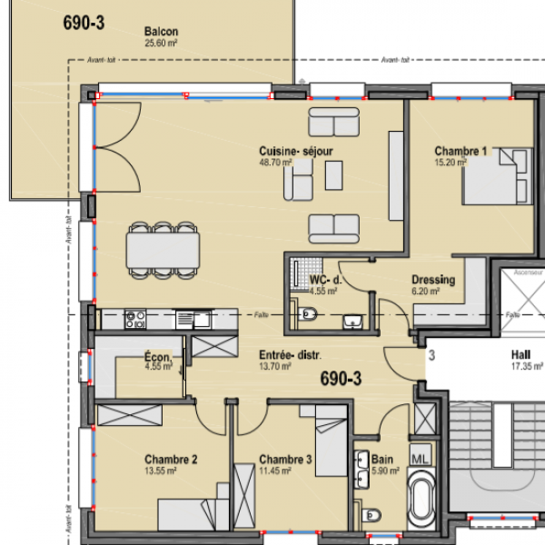 PLAN _ 4.5 pièces 2ème étage